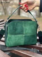Натуральна замша. Зелена — три окремих відділення - стильна та елегантна сумочка (0554-1)