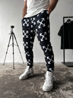 Спортивні штани не утеплені легкі принтовані