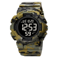 Чоловічий тактичний годинник Skmei 2081CMGNBK Camo Green-Black з електронним циферблатом та підсвіткою