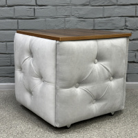 Пуф-трансформер 5в1 Остин-1 со столиком велюр светло-серый/орех калифорнийский 6-4-9005