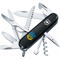 Нож Victorinox Huntsman Ukraine Black «Вогняний Тризуб» (1.3713.3_T0316u)