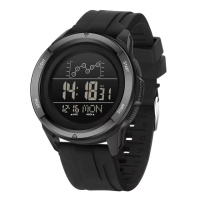 Чоловічий тактичний годинник Sanda 2198 Silicone All Black з електронним циферблатом та підсвічуванням