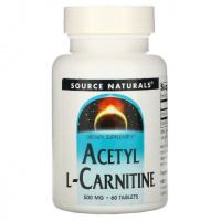 Ацетил-L-Карнитин 500 мг, Acetyl L-Carnitine, Source Naturals, 60 таблеток