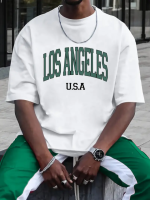 Стильна чоловіча біла оверсайз футболка з яскравими написами