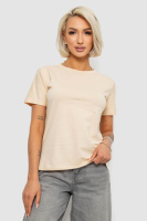 Футболка жіноча однотонна, колір світло-бежевий, 204R3333