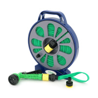 Шланг поливочный на катушке 15м + распылитель, насадка на кран, Green, Box