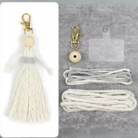 Набор макраме для рукоделия и плетения брелока «Куколка» для ключей и аксессуаров белый с серым