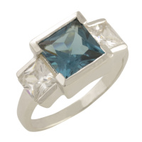Серебряное кольцо CatalogSilver с топазом Лондон Блю, вес изделия 5,04 гр (0859569) 17 размер