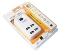 Хаб USB 2.0 4 порту, White, 480Mbts живлення від USB, з вимикачем, Blister Q100