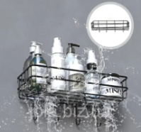 Черная настенная корзина с крючками для ванной и кухни1