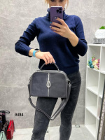 Натуральна замша. Сірий - два відділення на блискавці - стильна молодіжна сумочка з брелком (0484)