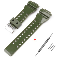 Ремінець для Casio G-Shock GA-100/110 Army Green-Glossy SI Зелений Полімерний 21.2 см