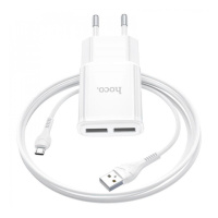 Набір СЗУ 110-240V HOCO C88A+ кабель Micro, 2xUSB, 2.4A, кабель 1м, White, Box