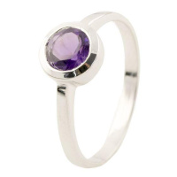 Срібне кільце SilverBreeze з натуральним аметистом 17 (0516127)