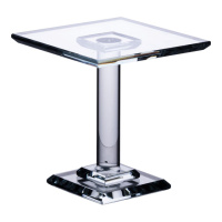 Тортовница стеклянная на ножке 12×12×13 см квадратная стойка для торта, капкейков HP-4-70S