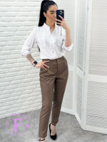 Прямі брюки з екошкіри «Arden» оптом | Розпродаж моделі 42, Мокко