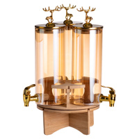 Лимонадница стеклянная 3в1 на подставке с золотыми кранами 5.5 л HP-34-28