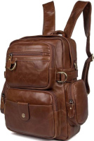Чоловіча сумка-рюкзак-трансформер натуральна шкіра коричнева