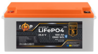 Акумуляторна батарея LogicPower LP LiFePO4 25,6V - 100 Ah (2560Wh) (BMS 100A/50А) пластик Smart BT (LP29501)