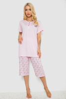 Піжама жіноча з принтом, колір рожевий, 243R6921