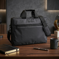 Текстильная деловая сумка для ноутбука работы и документов FABRA 22585 Черная