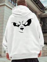 Біле чоловіче стильне оверсайз худі з трендовим дизайном