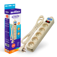 Мережевий подовжувач Svittex SV-001, 220 В, 10 А, 5 розеток, 1.8 м Сірий (YT-SV-001)