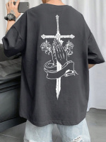 Футболка сіра з ДТФ принтом | 57-180