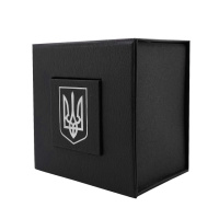 Подарункова картонна коробочка для годинника Boxes чорна з чорним тризубом (SKU: 1000-0354)