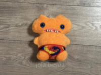 Плюшевый монстр Fuggler Funny Ugly Monster серый в трусах, 23 см - мягкая игрушка Фаглер с зубами, подарок для детей и коллекцион Помаранчевий