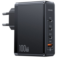 Зарядний пристрій Usams US-CC163 T50 100W 4 Ports ACCC GaN Fast Charger, Black - купити в SmartEra.ua