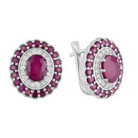 Серебряные серьги CatalogSilver с натуральным рубином 3.52ct (2058038)