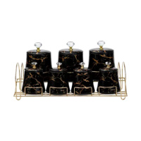 Набор для специй 4 шт по 250 мл и 3 шт по 550 мл на металической подставке черный HP1249