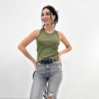 Трикотажна жіноча майка тай-дай «Design» (Турція) оптом Хакі, 42-44