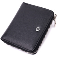 Портмоне для жінок на блискавці в класичному кольорі із натуральної шкіри 719488 Чорний