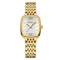 Жіночий наручний годинник Curren 9093 Gold-White з золотистим браслетом та прямокутним корпусом