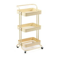 Этажерка мобильная трехъярусная универсальная из металла 45х37х82см Кремовая SW-00002105