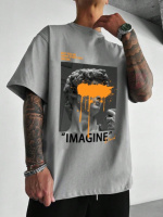 Футболка сіра з ДТФ принтом | 57-136