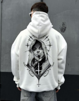 Худі біле з ДТФ (оверсайз) | 66-128