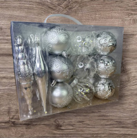 Набор игрушек на елку 19344 26 шт серебристый