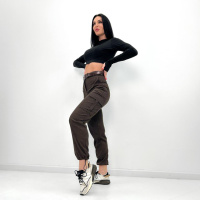 Жіночі вельветові брюки карго «Urban» оптом | Батал Шоколадний, 52