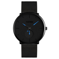 Чоловічий класичний годинник Skmei 9185BU Blue STOPPED з металевим браслетом