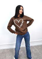 Утеплений світшот з принтом «Heart» оптом | Батал Шоколадний, 50-52