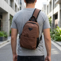 Мужская сумка через плечо из нейлона для документов и города Vintage 20634 Коричневая