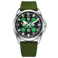 Чоловічий годинник Awarder 041 Embroidery Silver-Green з сапфіровим склом та водозахистом 10ATM