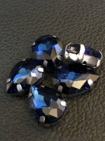 Страз (стекло)  в металлической оправе. Размер - 10×14 мм. Цвет - сапфир
