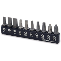 Набор бит для шуруповерта TOPTUL 1/4« 10ед. (PH,SL,Torx,SQ) GAAV1001
