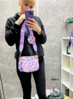 Бузковий ремінь (ромби) - яскравий комплект 3 в 1 з ланцюжком - молодіжний, стильний та зручний (1569-4)