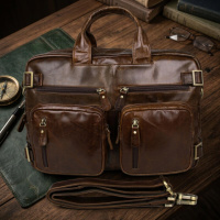 Кожаная сумка трансформер для работы поездок и города Vintage 14074 Коричневая