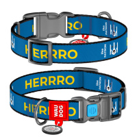 Нашийник для собак нейлоновий WAUDOG Nylon з QR паспортом, малюнок «Патрон», пластиковий фастекс, S, Ш 15 мм, Дов 25-35 см